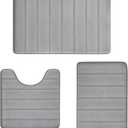 Bathroom Mats Memory Foam Bath Rug Set 3 Piece Non-Slip Bath Mats, Absorbent Shaggy Rugs, Machine Wash, Perfect Plush Bathroom Rugs, BathCarpets Set,Bath Mats for Bathroo Home Decor Accessories