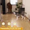 Clear Acrylic Dog Gate for Doorways & Stairs, 28" Tall Freestanding No Drill Pet Gate, Adjustable 40-70" Wide Transparent Indoor Dog Gate for Large Dogs with Stable Feet