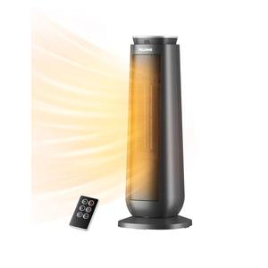 PELONIS PTH15A4BGB Ceramic Tower 1500W Indoor Space Heater with Oscillation, Remote Control, Programmable Thermostat & 8H Timer, ECO Mode, Tip-Over Switch & Overheating Protection, Gray