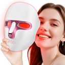 Red Light Therapy for Face, LED Face Mask Light Therapy Adjustable Brightness with 7 Color Led, Cordless & Rechargeable, Red Light Mask for Anti-Aging, Skin Brightening and Rejuvenation