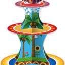 2 x Blue Speed Racer Cupcake Stand, 3 Tier Dessert Holder for Gamer Party Supplies, Fast Track Adventure Golden Ring Theme Birthday Decorations for Boys Girls Kids (Adventure Style)