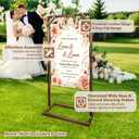 Wooden Welcome Sign Stand, Fixed Sign Holder , Wedding Welcome Sign Stand Wood Easel with Hanging Straps & Ground Stakes for Wedding decor, Birthday Party or Any Event, 63" x 30" x 11.8"