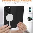 Wallet Case for iPhone 16 Pro 6.3", Genuine Leather Flip Folio Case Compatible with Magsafe, RFID Blocking Magnetic Card Holder Kickstand Cover Men Women for iPhone 16 Pro,Black