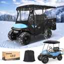 10L0L Universal Golf Cart Cover 4 Passenger Compatible with Yamaha, EZGO TXT/RXV, Club Car DS/Precedent Models- 94 Roof Fit, Golf Cart Cover Waterproof 600D Material Windproof Transparent on 4 Sides