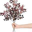 Luiywan Fall Stems for Vases - Faux Eucalyptus Stems, Artificial Silk Plants Leaf Branches Greenery, Fall Decor for Table Centerpiece, Floral Arrangement, Home, Wedding, Party (Burgundy, 5pcs, 28inch)