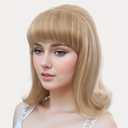 H&Bwig Blonde Beehive Wig With Bangs 50's Flip Wig For Women 60s 70s Party Costume Cosplay Halloween(Blonde Highlight)