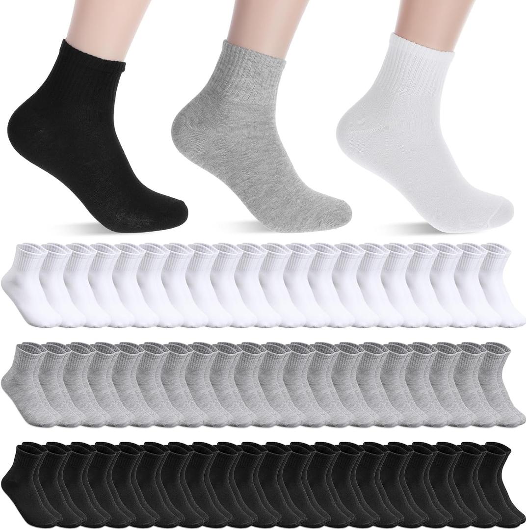 Bulk Socks 60 Pairs Thin Crew Socks for Men & Women - Pack of Sock with Moisture-Wicking Technology - Breathable Sport Casual Sock in Bulk Pack (One Size)