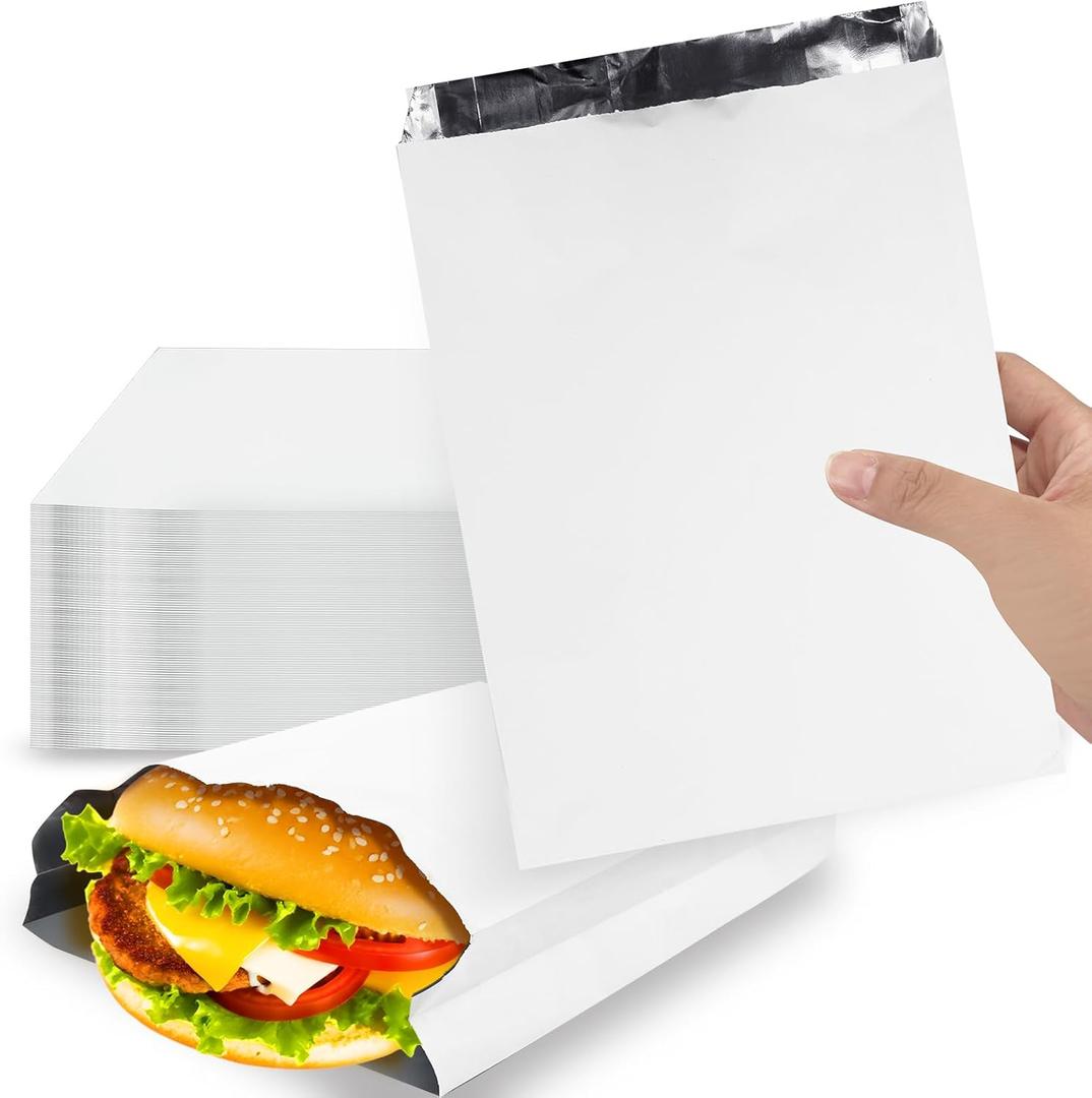 200 Pack Sandwich Wrappers, 10 Inch Aluminum Insulated Hot Dog Wrap Pouch, 4lb Foil Hamburgers Bags for Breakfast, Lunch, Food Truck, Burritos, BBQ, Fast Food, Serving, Grease Resistance | Foldable