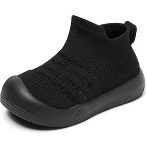 Eashi Baby Boy Girl Non-Skid Indoor Infant Walking Shoes Breathable Warm Elastic Sock Shoes with Memory Sole Protect Toes Outdoor Sneakers (0-9 Months Infant, Mesh Pure Black)