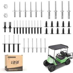 10L0L Golf Cart Complete Body Metal Rivet Hardware Kit for 1994+ EZGO TXT Gas/Electric with Extra 10 PCS Plastic Fastener Tree Rivets