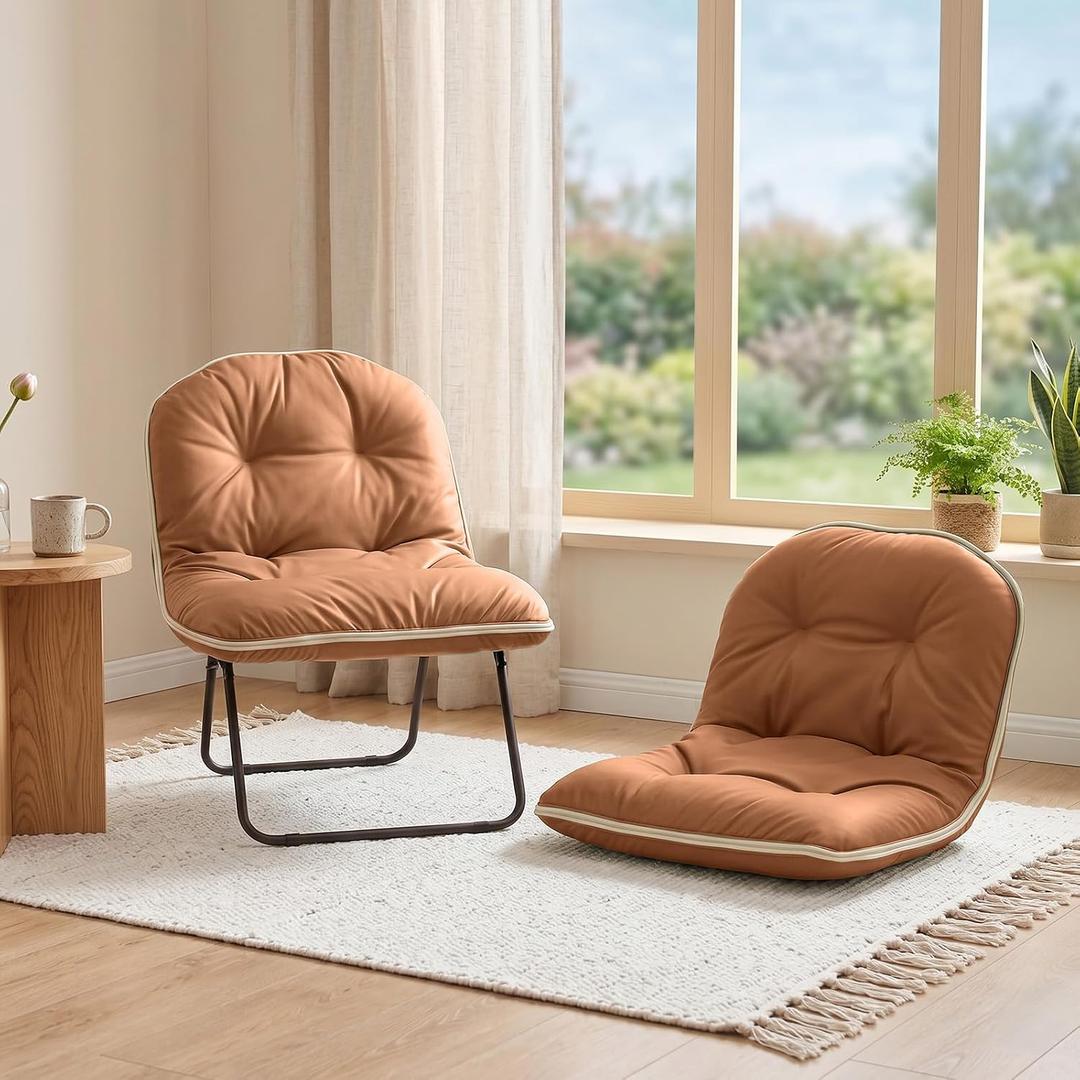 ZonLi Floor Chair for Adults, Adjustable Folding Meditation Chair with Back Support, Cozy Lazy Floor Sofa Chair for Reading Gaming Relaxing, Japandi Lounge Seat for Bedroom Dorm Living Room,Brown, 27 inches x 22 inches x 18 inches
