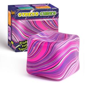 Fidget Toys Squishy Stress Cube, Stress Balls for Adults Kids Squishies Anxiety Relief, Ice Cube Squishy Sensory Toys for Kids with Autism, Fidgets for Classroom Prizes Party Favors Toys (Pink), Pack Of 3