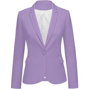 LookbookStore Womens Notched Lapel Pockets Button Work Office Blazer Jacket Suit (Small, Lavender)