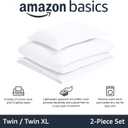 Amazon Basics Lightweight 2-Piece Microfiber Duvet Cover Set with Zipper Closure, Twin/Twin XL, Bright White