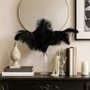 AceOrbit 24pcs Natural Black Ostrich Feathers 10-12inch with 12 Pack Faux Pearl Necklace Bulk Long Pearl Women's Jewelry 1920S Party Favor Centerpieces Wedding Bridal Shower Tea Birthday Decorations