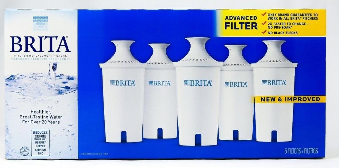 Brita Standard Water Filter for Pitchers and Dispensers, Reduces Copper, Cadmium and Mercury Impurities, Lasts Two Months or 40 Gallons, Includes 5 Filters for Pitchers