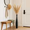 Leewadee Large Black Home Decor Floor Vase - Wooden 34 inch Tall Farmhouse Decor Flower Holder for Fake Plant and Pampas Grass