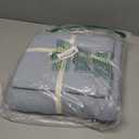 Queen Duvet Cover Set- 100% Washed Cotton 3 Pcs Soft Comfy Breathable Chic Linen Feel Bedding, 1 Duvet Cover and 2 Pillow Shams, Baby Blue