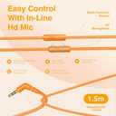 MIDOLA Over-Ear Wired Headphones Decent Sound (Acceptable) with Built-in Microphone, Lightweight Adjustable Foldable, 40 inch Aux 3.5mm Jack Cord for Laptop PC iPad Orange