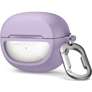 SURITCH Case Cover for Bose Ultra Open Earbuds(2024), Shockproof Protective Cover for Bose Ultra Open Wireless Ear Earbuds Charging Case Accessories with Carabiner, Purple