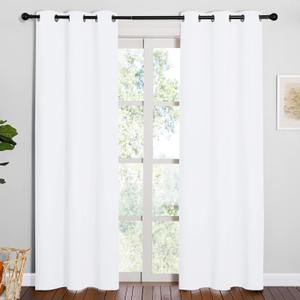 NICETOWN Window Treatment Curtain Set - 50% Light Reducing Drapes for Living Room, Curtain Panels for Patio Door (2 Panels, 42 inches x 84 inches, Pure White)