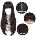MINLEE Brown Wig with Bangs for Women Long Wavy Dark Brown Wigs 4x4 Realistic Scalp,26 Inch Layered Brown Hair Wigs Heat Resistant Synthetic Wigs