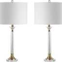 JONATHAN Y JYL5039A-SET2 Set of 2 Table Lamps Mark 28" Crystal/Metal LED Table Lamp Contemporary Bedside Desk Nightstand Lamp for Bedroom Living Room Office College Bookcase, Clear/Brass Gold