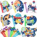 Jenaai 24 Pcs Valentines Gift Cards with Mini Bubble Wands Valentine's Exchange Gifts Prize Funny Bubble Wands with Cards Party Game Photo Supplies(Astronaut)
