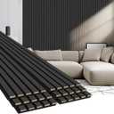 EVERECO 6 Pack Wood Panels for Wall 94.5"  7.87" Acoustic Soundproof Wall Slat Panels, 3D Wall Panels for Home Office Decoration, Matte Black