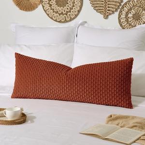 Kevin Textile Soft Corduroy 14"x36" Lumbar Pillow Cover 1 Pack, Rust
