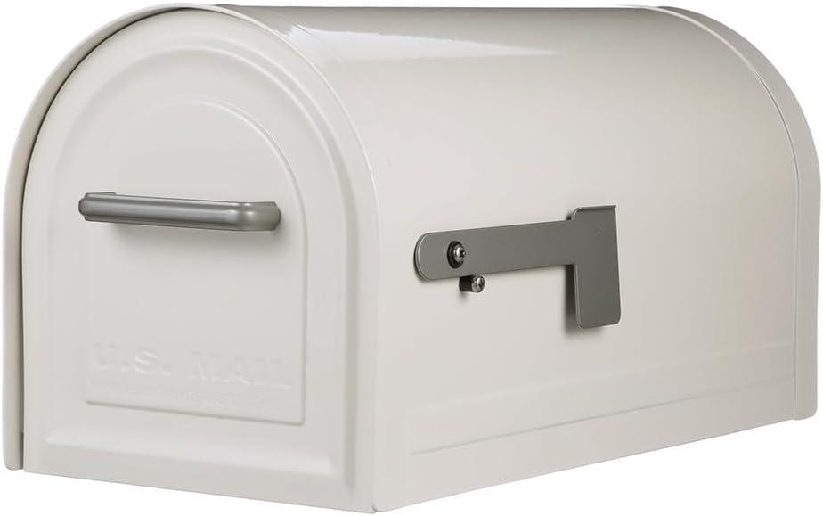 Architectural Mailboxes Reliant Secure, Locking USPS Approved Heavy Duty, Steel Metal Post Mounted Mail Box for Outside, White, Large Curbside Mailbox with Magnetic Door