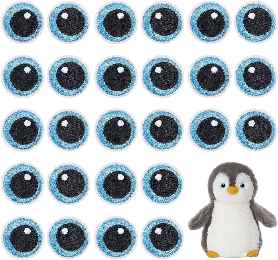 BENECREAT 15 Pairs Black and Blue Eyes Patch, Polyester Embroidery Cloth Iron on Patches, Cartoon Eyes Costume Accessories for Jackets Clothes DIY Accessories