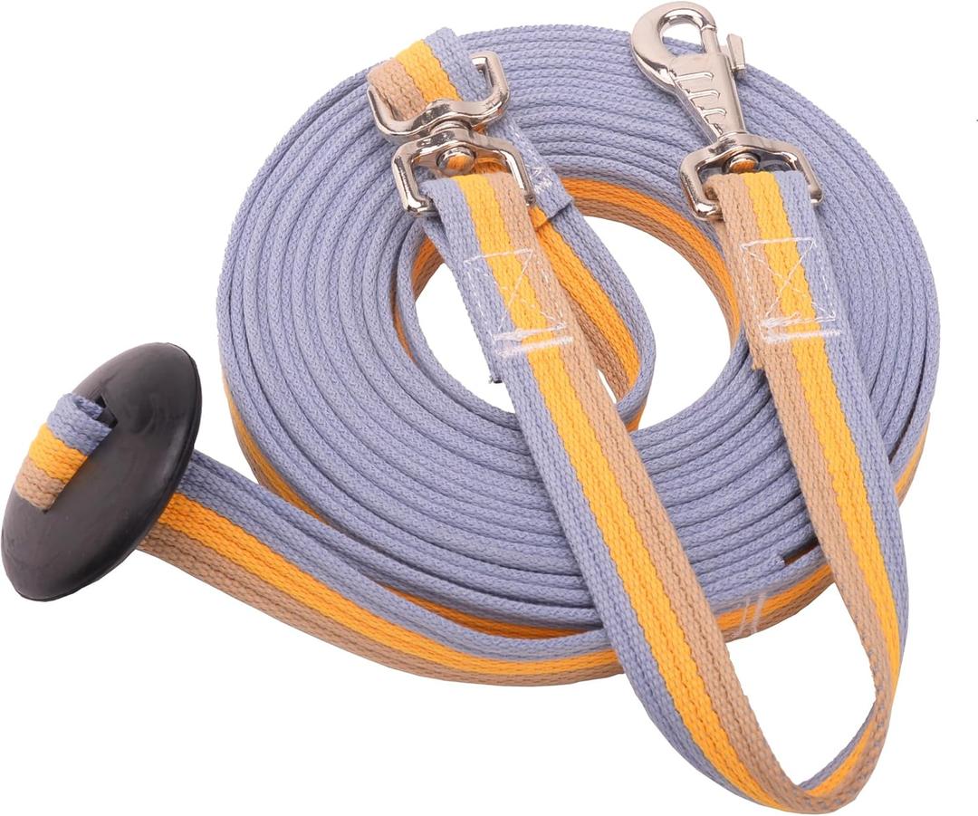 Cord Cotton Lunge Line with Rubber StopEquine Lunge Line for Horses with Swivel Bolt Snap24 ft (Contrasting Colors, 24ft)