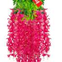 12 Pack Pink Wisteria Hanging Flowers, 3.44 Ft Fake Hanging Flowers, Artificial Wisteria Garland Vines for Wedding Room Backdrop Outdoor Patio Garden Decoration, 12pcs Fuchsia