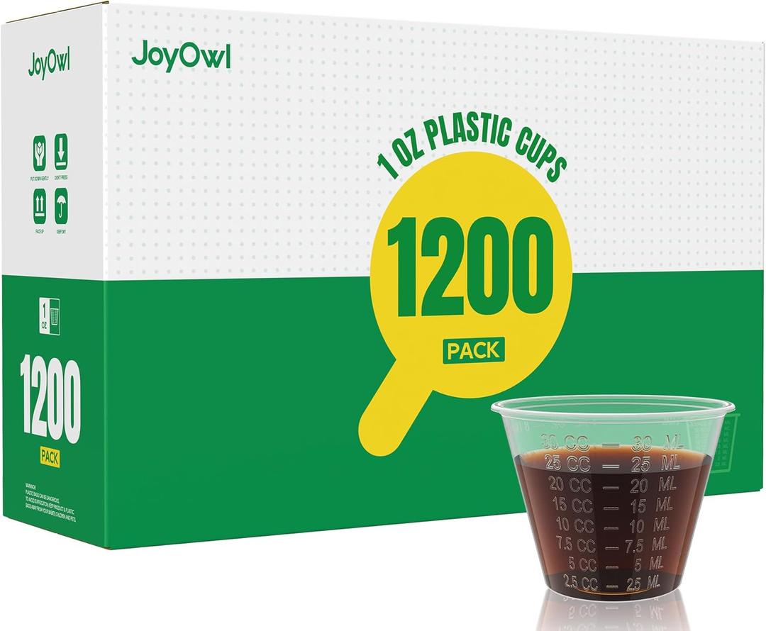 [1200 Count - 1 oz.] Disposable Medicine Cups (30 ml), Small Clear Plastic Measuring Cups for Liquid Medicine, Pills, Resin, and Epoxy