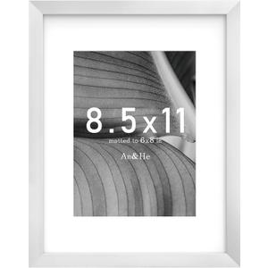 An&He 8.5x11 Picture Frame, Silver Photo Frame for Tabletop and Wall Display, Minimalist Design, Set of 1