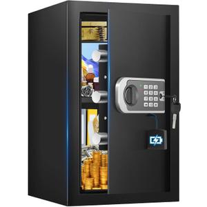 19.7" Tall Safe Box, 3.5 Cuft Home Safes with Fireproof Waterproof Bag, Security Digital Safe for Home with Programmable Keypad Keys, Smart Alert, Mute Mode, Anti-theft Document Safe for Valuables