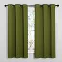 NICETOWN Room Darkening Curtains for Kitchen, Olive Green, Set of 2, 42 inches Wide by 50 inches Long, Window Treatment Thermal Insulated Solid Grommet Room Darkening Curtains/Drapes for Bedroom