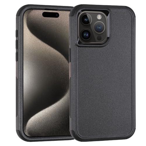 Co-Goldguard for iPhone 15 Pro Case, [Shockproof][Drop-Proof][Heavy Duty Protection] Phone Case Cover, 3 in 1 Phone Case for iPhone 15 Pro 6.1 inch (Black), Set of 3