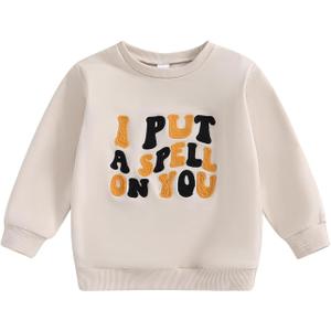 YINGISFITM Toddler Baby Girl Boy Sweatshirt Long Sleeve Shirt Crewneck Pullover Sweater Fall Winter Clothes Outfit (18-24 Months, Cream I Put a Spell on You)