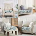 3PCS Printed Couch Cushion Covers,Washable Spring Flower Printing Elastic Sofa Cover,Indoor Outdoor Sofa Slipcovers-Blue Vintage Flower