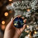 Black Cat Christmas Ornaments,Christmas Cat Gifts for Cats Mom Women,Starry Night Ceramic Hanging Ornaments