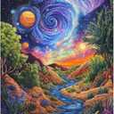 Landscape Paint by Numbers Kit for Adults Beginner Starry Night Oil Painting Kit Adult Paint by Number Kits on Canvas DIY Painting for Beginners Art by Numbers for Gifts Home Wall Decor 16x20 Inch (YF027)