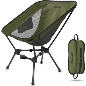 MARCHWAY Lightweight Folding Camping Chair, Portable Foldable Compact for Outdoor Camp, Travel, Beach, Picnic, Festival, Hiking, Backpacking, Supports 330Lbs (Green)