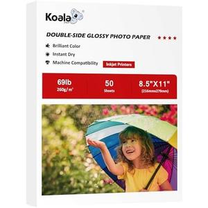 Amazon.com : Koala Photo Paper 8.5X11 Inches Heavyweight Double Sided Glossy 50 Sheets 260gsm Only Compatible with Inkjet Printer : Office Products