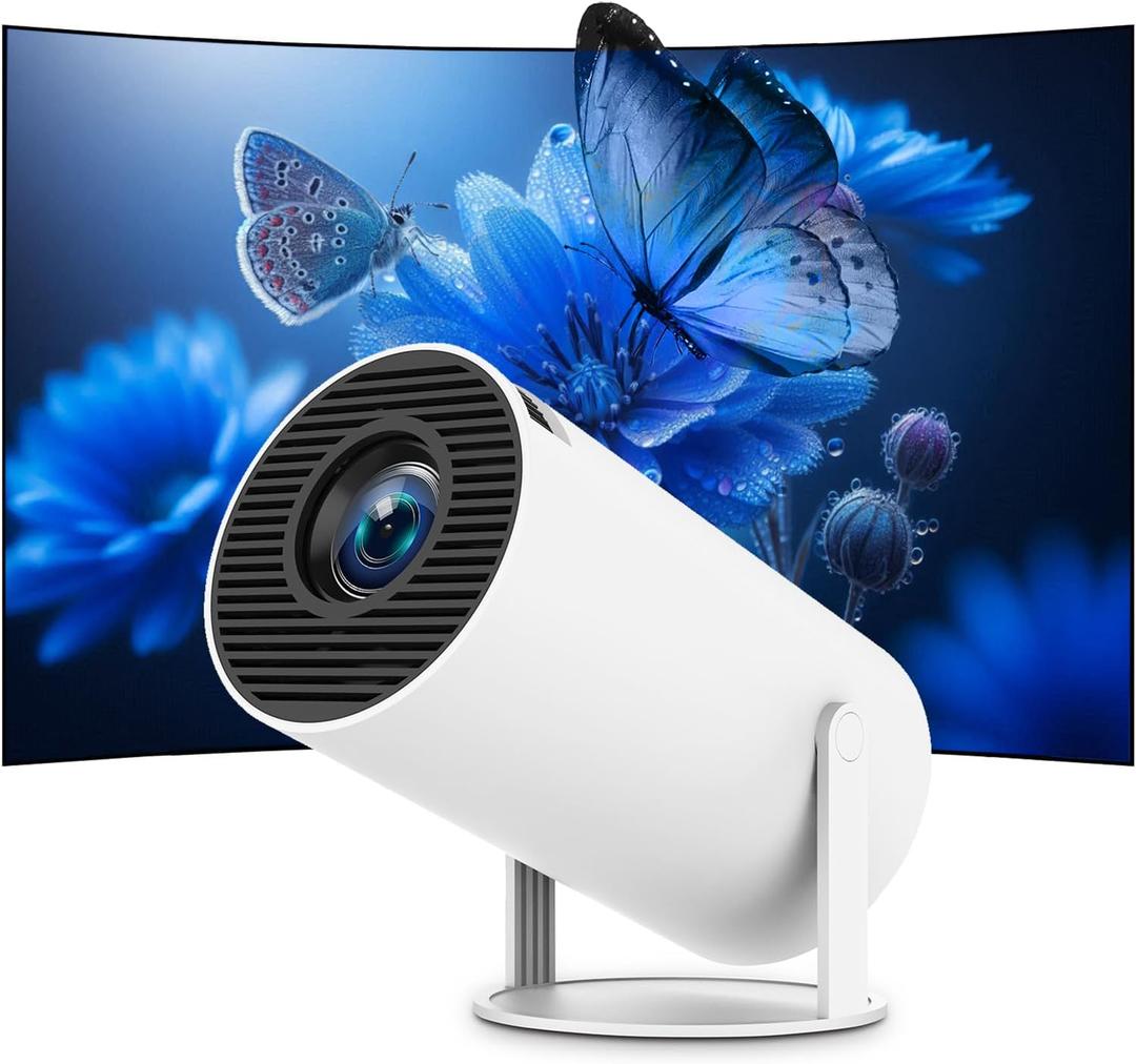 Mini Portable Projector 4K WiFi 6 BT 5.2 Upgraded Portable Projector Full HD Supported for Phone /PC /TV /HDMI /PS5 /Laptop Auto Keystone Home Theater 180 Rotation [Built-in App] White