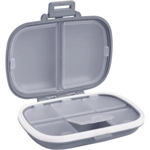 Holii Travel Pill Organizer, 8 Compartments Portable Pill Case, Daily Pill Box to Hold Vitamins, Small Pill Container for Pocket Purse Medicine OrganizerGray