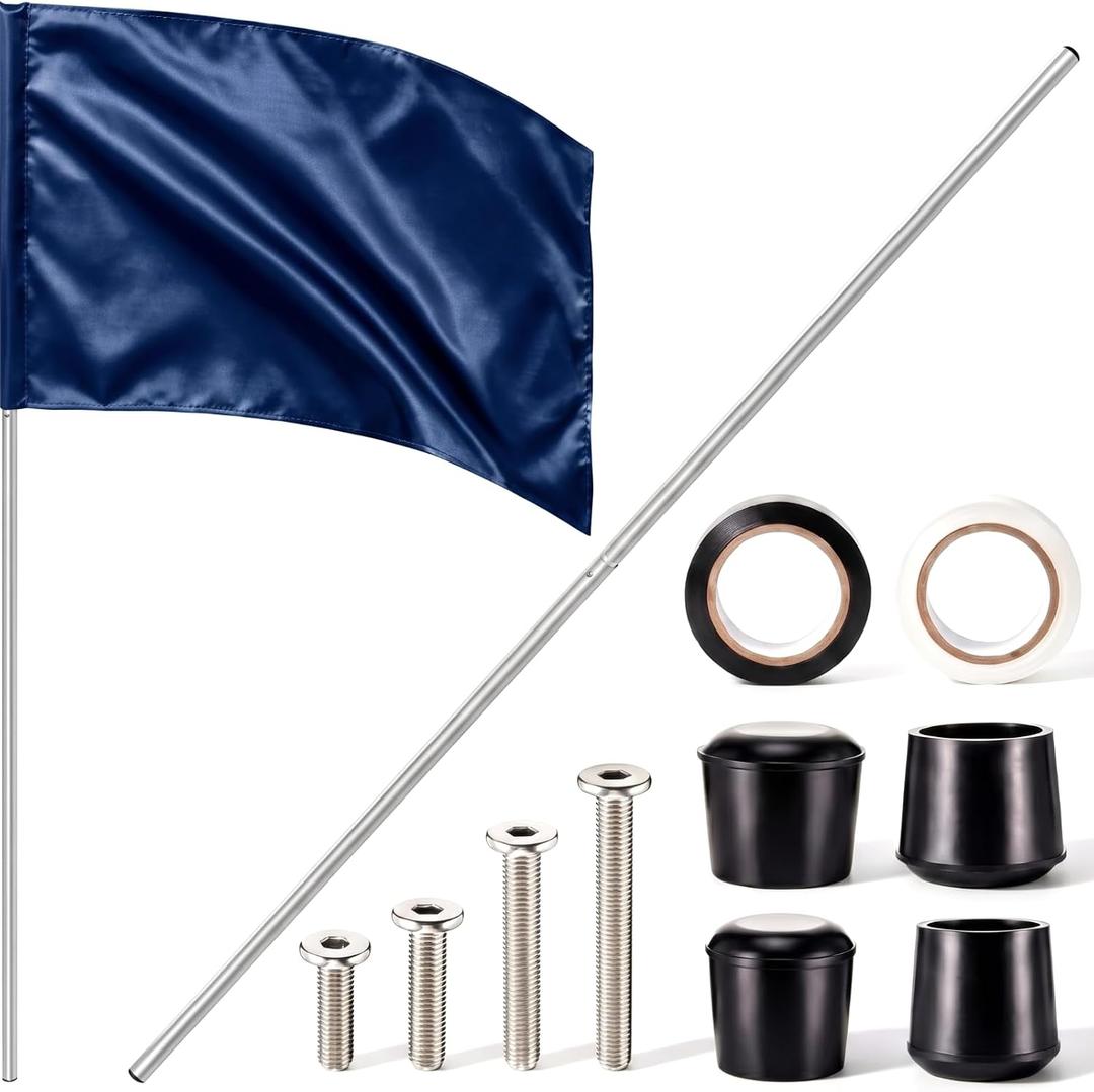 Jecery Color Guard Flag and Pole Set 6ft, Navy Blue, 36x54, Practice Flag