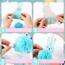 Geelin 24 Set Easter Wooden Bunny Cutouts for Crafts 5.1 Inch Wood Bunny with Pom-pom Hanging Rabbit Ornament Gifts for Spring Easter DIY Activity Home Table Centerpiece