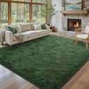 8x10 Area Rugs for Living Room Green Fluffy Shag Rug,Plush Bedroom Grass Carpet for Kids Teens Indoor Classroom Home Decor Aesthetic